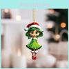 Decor Girl Car Acrylic Keychain With Christmas Hat For Auto Interior Enhancement
