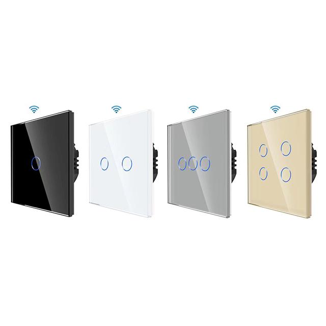Bingoelec EU 1/2/3/4 Gang Switches Light Alexa Voice Control Touch Glass Wall Wireless WiFi Electrical Tuya Smart Switch