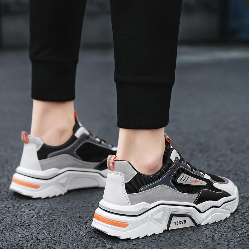 Men's breathable thick soled casual sports shoes summer soft sole student flat walking shoes outdoor running shoes male sneakers