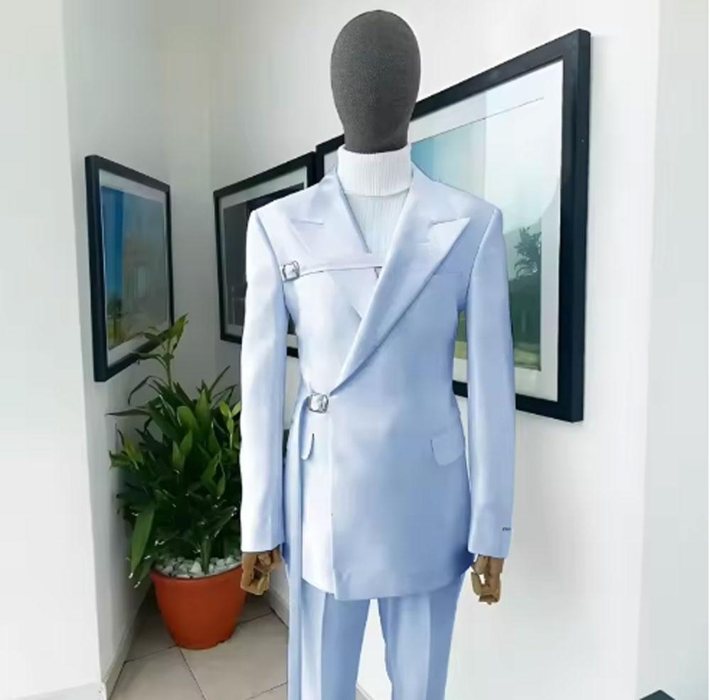Elegant  White  Solid Men Suits Two Piece Formal Notch Lapel Single Breasted Slim Fit Outfits Office Business Casual Suits
