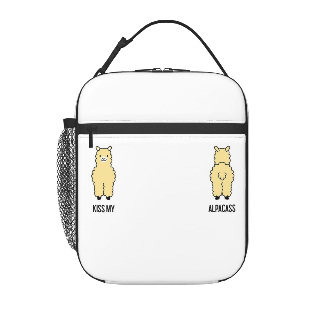 Sac à lunch isotherme 2 faces 'Kiss My Alpacass' Alpaga Llama drôle pour femmes enfants Boîtes alimentaires portables Boîte à lunch thermique Sac fourre-tout One Size