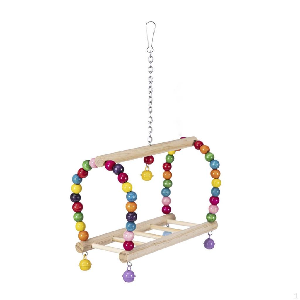 Bird Cage Toy with Bells Hanging Perch and Walkway Pet Supply for Parakeets, Small Birds,