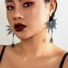 Halloween Sweet and Cool Spider Web Fringed Stud Earrings Female, Dark Metal Hollow Earrings, Accessories
