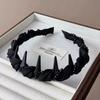 Women French Sparkling Pearl Wavy Headband, High Skull Top Toothed Hair Band, Non-slip External Wear Pressure-Reducing Hair Accessory