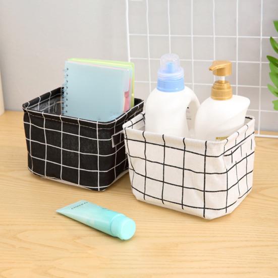 Foldable Storage Basket with Handles Waterproof Large Capacity Cotton Linen Printed