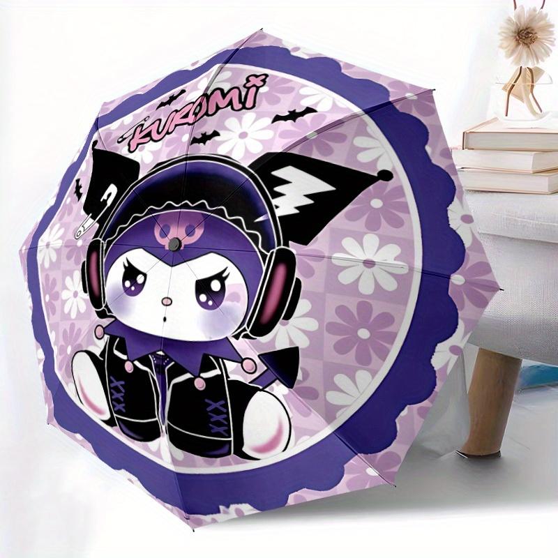 Kuromi Sanrio Automatic Folding Umbrella with Sturdy Iron Frame, Portable Compact Travel Umbrella All-Season Use Parties 0807050