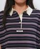 GENERALIDEA Striped Loose Collar Half Knit [Navy] / Gf2Lkp530