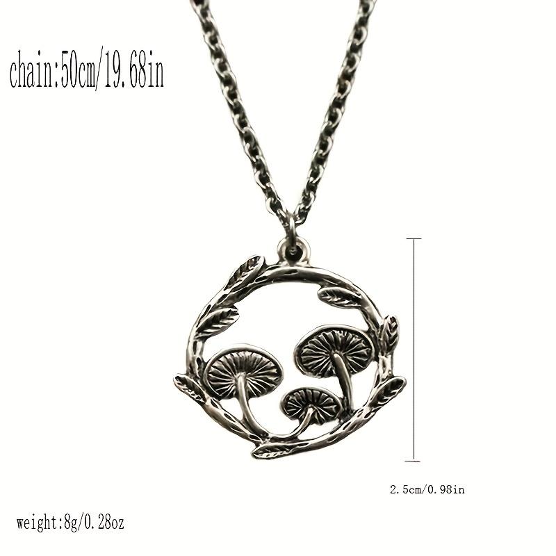 Creative Silver Plated Mushroom Moon Necklace Round Pendant Sweater Chain Gift