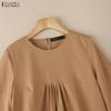 ZANZEA Women Casual Round Neck 3/4 Sleeve Loose Blouse