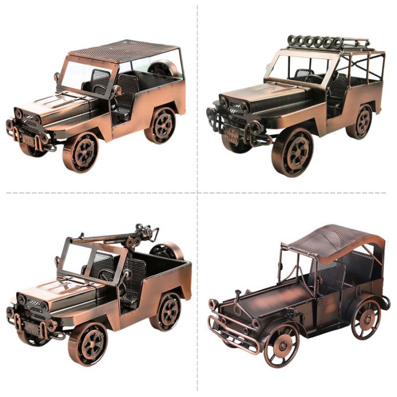 Wrought Iron Jeep Model Creative Home Decor Metal Craft Ornament Multiple Styles