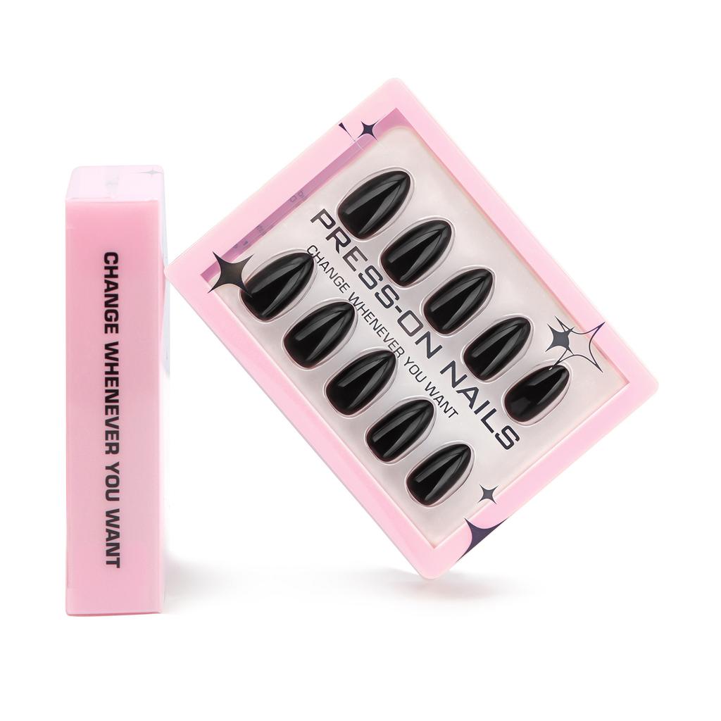 30PCS Simple Nude Almond Fake Nail with Jelly Glue Pure Color Press on Short Nail Full Cover Acrylic Wearable Gel Nail for Women