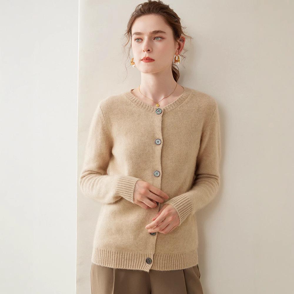 Women's Cashmere Knit Cardigan - Super Soft, Long Sleeve, Loose Fit, Thick, Versatile, Comfortable Sweater