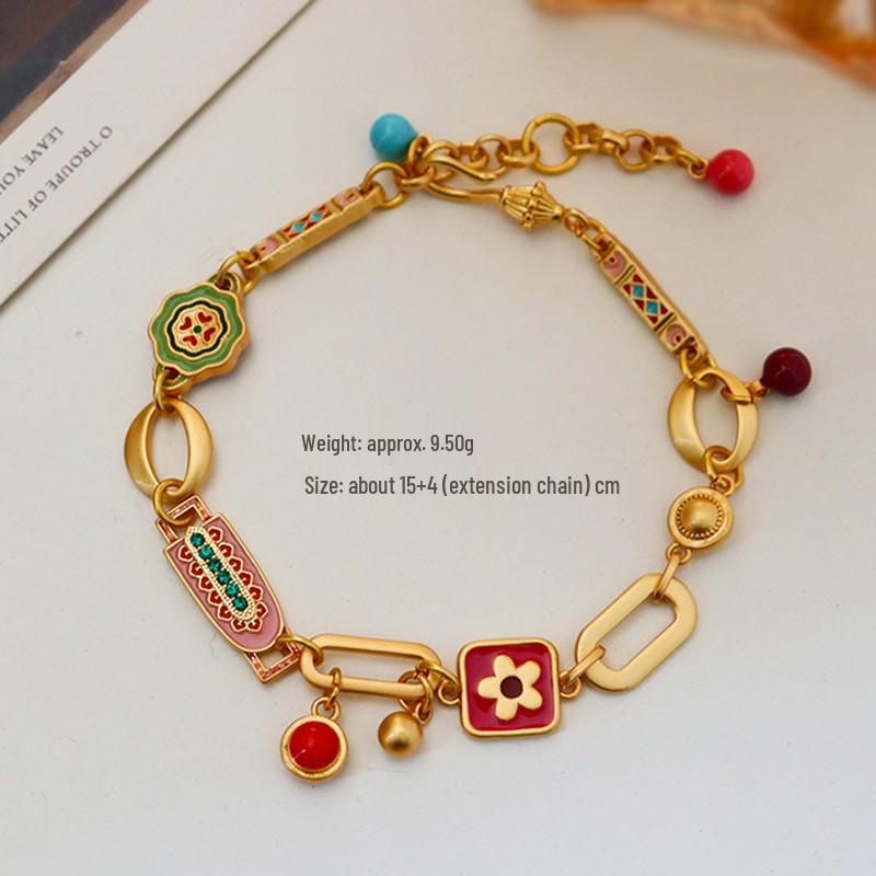 Retro Exquisite Butterfly Bracelet: Colorful Drip Oil Design, Light Luxury, High-End Fashion, Versatile Niche Temperament Jewelry.