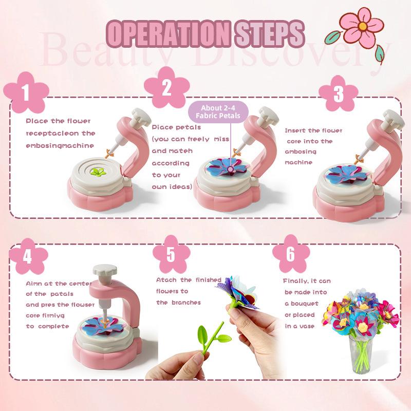 DIY Embossing Machine: Children's Handmade Fabric Flower Bouquet Toy Set (Ages 3-6)