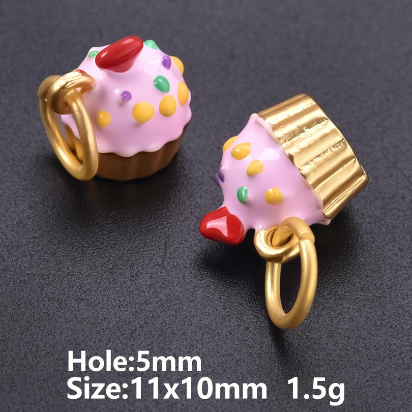 5pcs/Lot Retail Girl Accessories Food Ice Cream Cake Enamel Charms For Jewelry Making Supplies Candy Pendant Chinese Gold Color