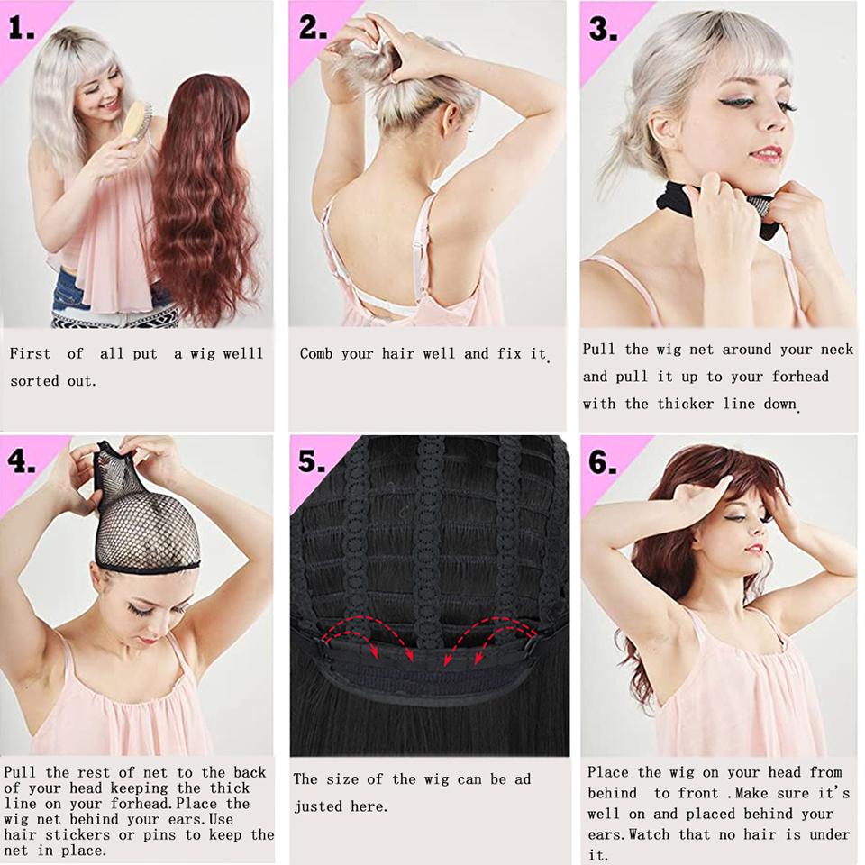 MISS WIG Short Bob Black Synthetic Wigs with Bangs for Women Wig Lolita Party Cosplay Daily Use Natural Short Hair