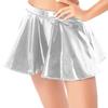 Womens Shiny Patent Leather Mini Skirt Flared A Line Design Invisible Zipper Dancewear Clubwear