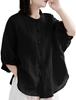 Beautiful Shirt Blouse Feminine Graduation Formal Office Casual Voluminous Sleeves Collared Button Student Short Sleeve Cute Office Wear Cute Front