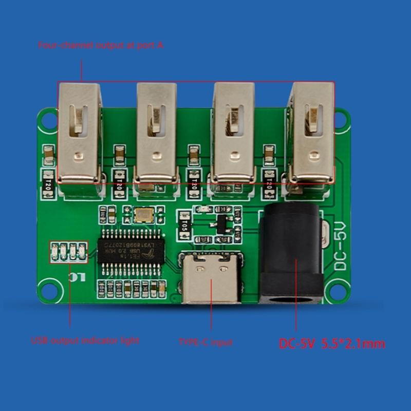USB2.0 Splitter 4 in 1 USB C Splitter USB2.0 Splitter Adapter USB Extender Docking Station Module for PC Keyboards