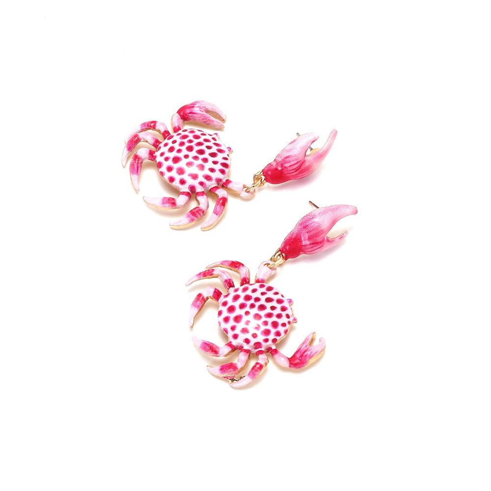 Vintage Pink Crab Ear Stud Unique Crab Claw Stud Earrings Trendy Crab Earrings Girls