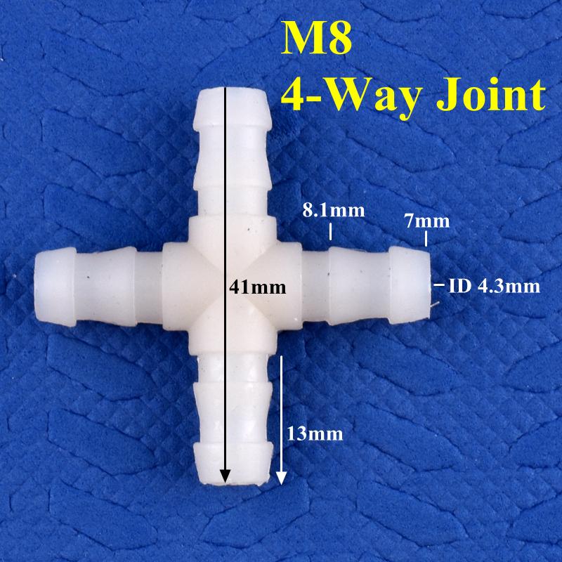 10Pcs/Lot Plastic Reducing Tee Connector 8mm 10mm Cross 4-Way 5-Ways Joint 1/2" Valve PVC Ball Valve