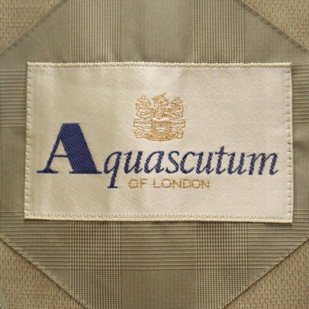 Aquascutum Wyprodukowano w Japonii Płaszcz ze stójką ze stali nierdzewnej w kratę beżowy Męski Używany