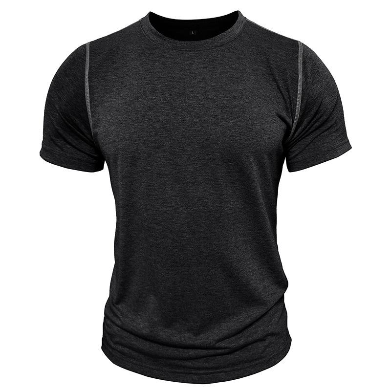 Mens American Style Solid Color Crew Neck Short Sleeve Casual T Shirt