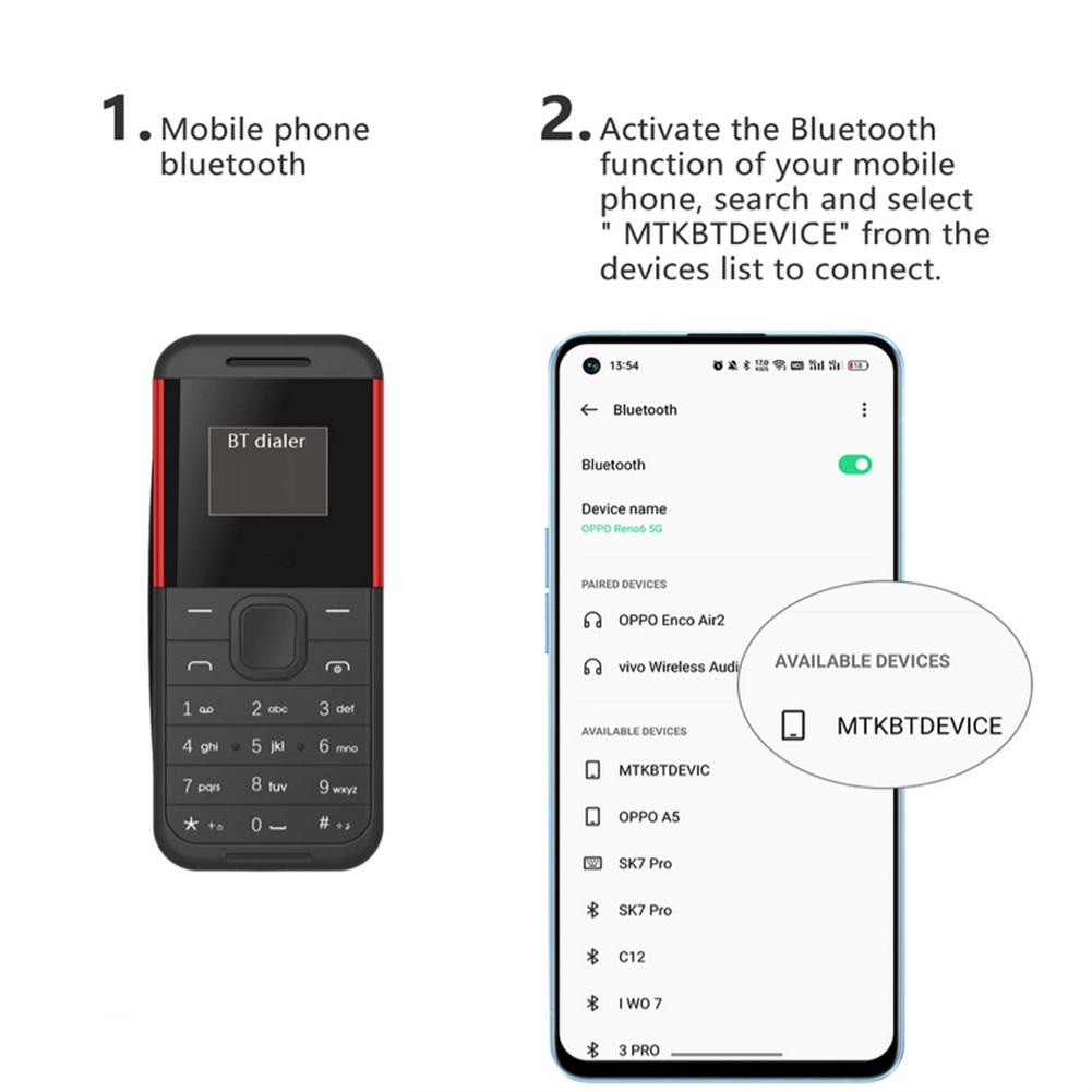 BM222 Unlock Mini Mobile Phone With Blacklist Function 0.66 Inch Mobile Phone Dialer Dual SIM Cards For Elderly Kids