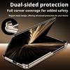 For Samsung Galaxy Z Fold SE Nappa Leather Case Finger Grip Strap Holder Auto-Rebound Hinge Camera Lens Protection Plated Cover