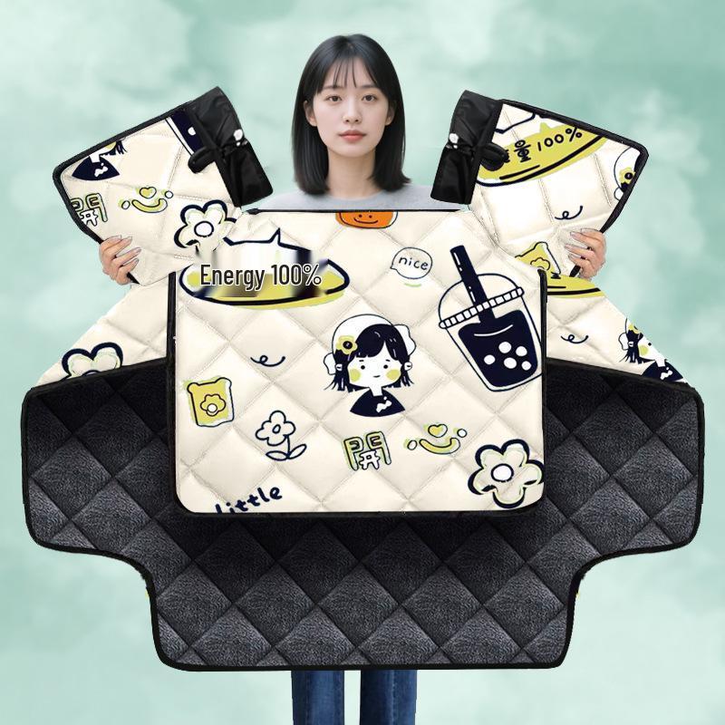 Cozy Fleece-Lined Windproof Blanket for Electric Vehicles - Perfect for Autumn & Winter