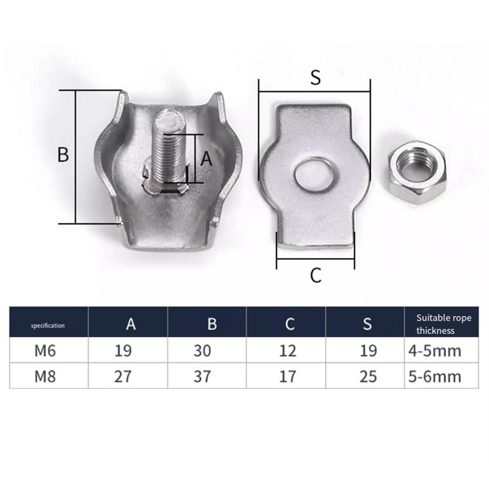 10 bucăți cleme de cablu din oțel inoxidabil 304 clemă de cablu cu un singur cap de clemă clemă pentru linie de frână dispozitiv de fixare pentru sârmă