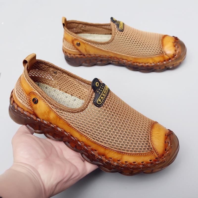 Men Mesh Sneakers Breathable Lightweight Upper Cushioned Non Slip Sole For Walking Travel Daily Summer Sport Comfortable Wear