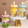 Glass Infuser Bottle for Green Tea Lovers Straw Cup, with Detachable Filter, Macaron Color Flower Colorful Borosilicate Cup Decor, Portable