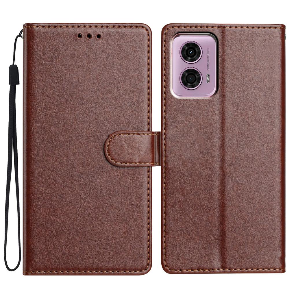 For Motorola Moto G24 4G/Moto G04 4G Leather Phone Case Wallet Stand Cover with Handy Strap