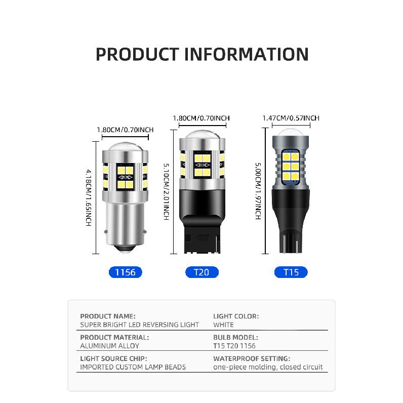 2pcs Super Bright W16W T15 921 LED Bulbs Canbus Car Light High Power 3030SMD No Error for Tail Signal Lamp Backup Reserve Lights Dome Lights 6