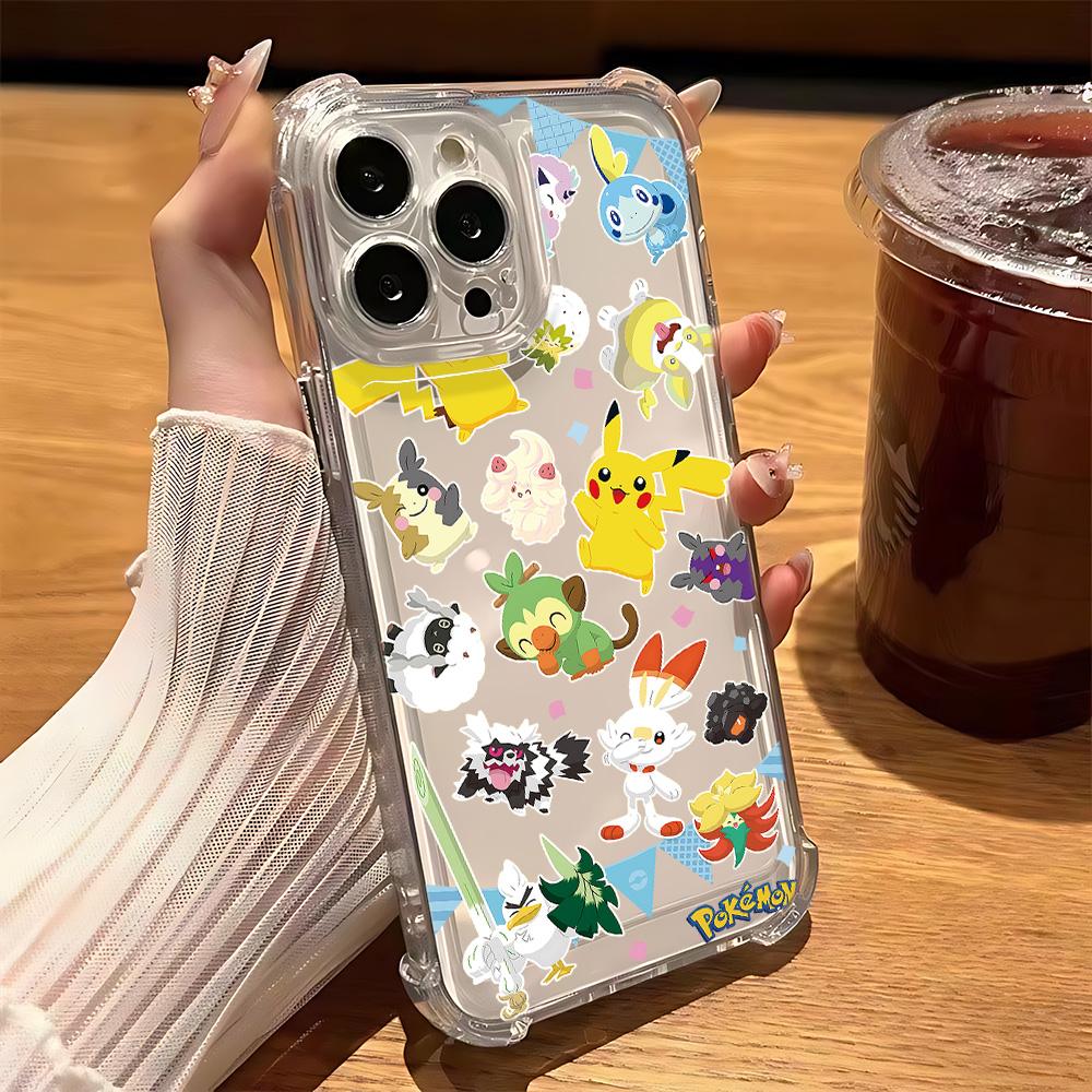 Cute Anime Pokemons Phone Case For IPhone 16e 16 15 14 13 12 11 Mini Pro Max X XR XSMax 7 8 Plus Anti Fall Transparent Cover