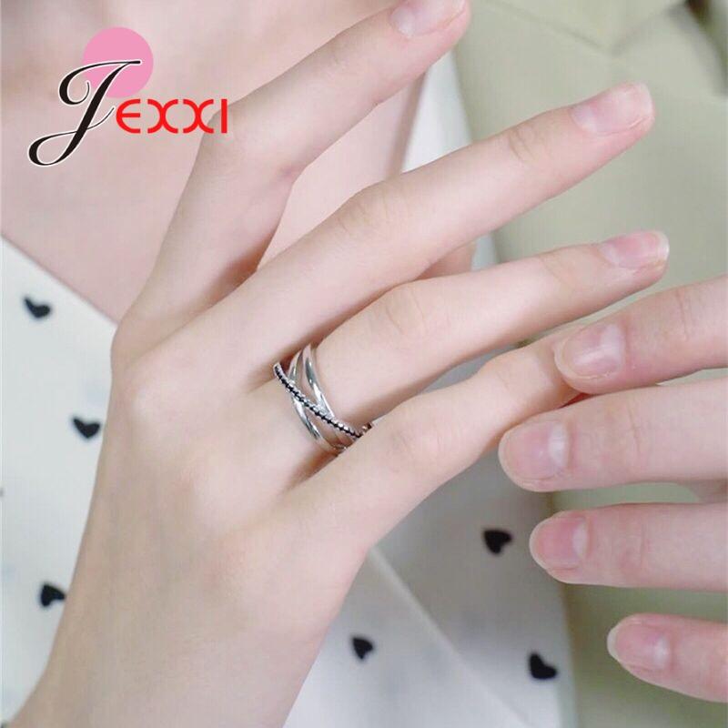 Original 925 Sterling Silver Shinning Black CZ Crystal Finger Ring For Women New Fashion Engagement Wedding Statement Jewelry