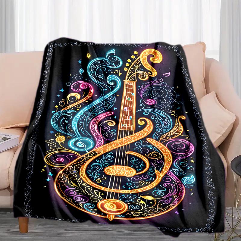 1PC Musical Elements Printed Blanket, All Season Lightweight Home Office Outdoor Nap Multifunctional Blanket A10