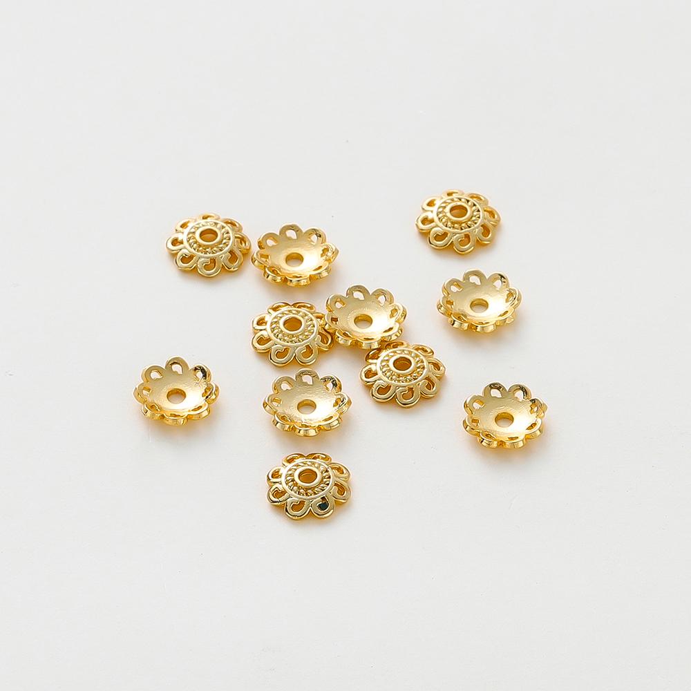 20pcs/lot 14K 18K Gold Color Tibetan Flower Beads Caps Tassel Loose Spacer Tray Beads For DIY Jewelry Making Accessories