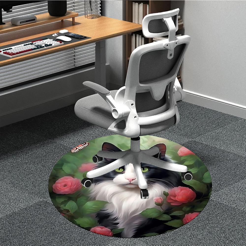 

1pc Cat Roses Butterfly Chair Carpet for Office, Non-slip, Soft and Durable Office Rug for Decoration, Perfect for Office yy251229111 80cm by 80cm