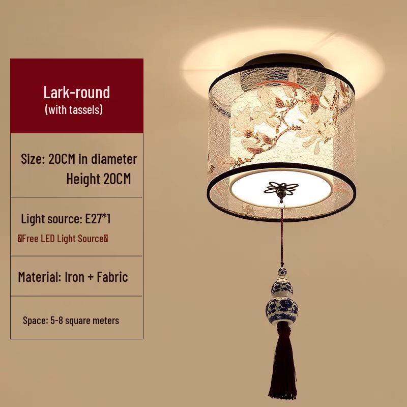 LED Ceiling Light for Balcony, Hallway, or Bedroom - New Chinese Style Small Pendant Light