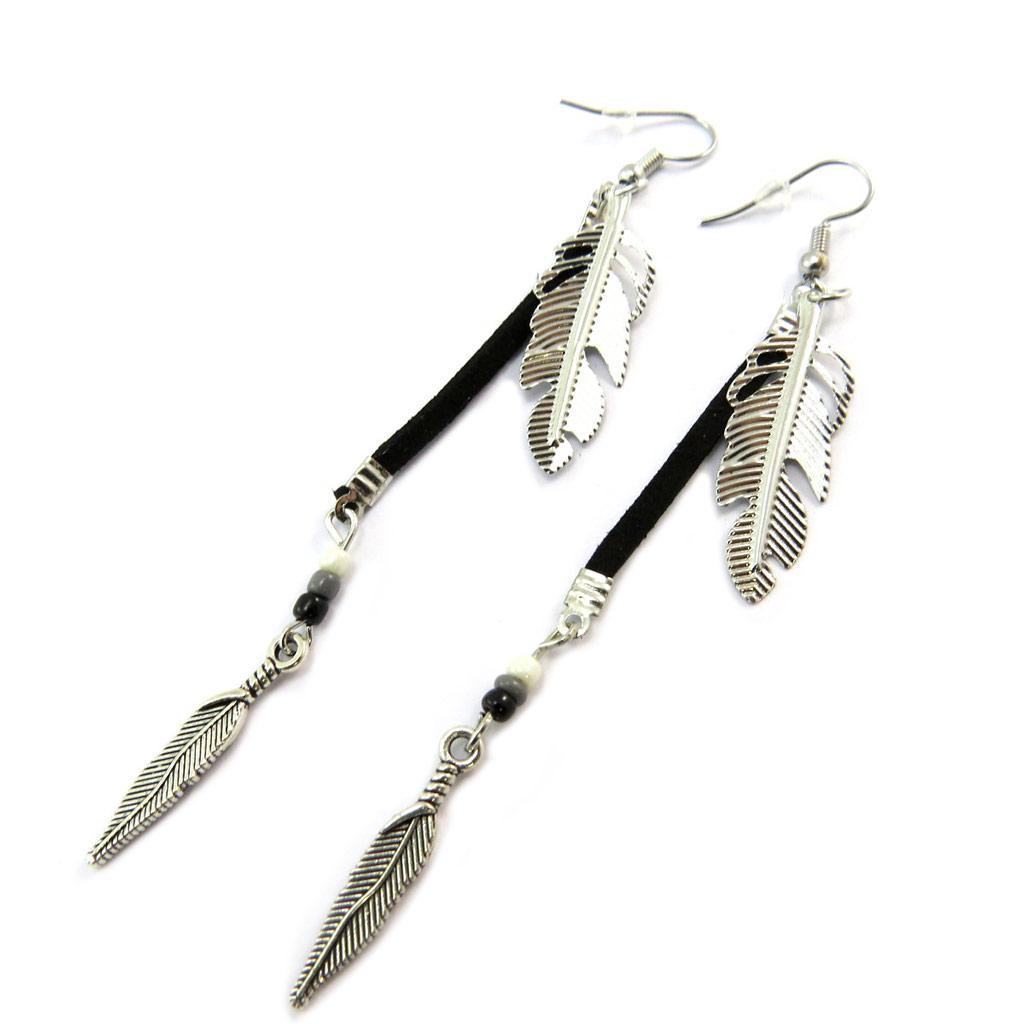 Les Trésors De Lily [P3552] - Boucles Créateur 'Navajos' noir argenté