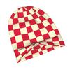 ZLIENSZUS Modern Checkerboard Beanie Hat - Cream Yellow & Crimson Red Checkerboard Suitable for Streetwear, Casual Outfits, Color for And, Versatile F
