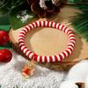 Christmas Clay Beaded Bracelet with Tree, Snowman, Bell & Reindeer Pendants In Red, White & Green - Festive Hand Jewelry