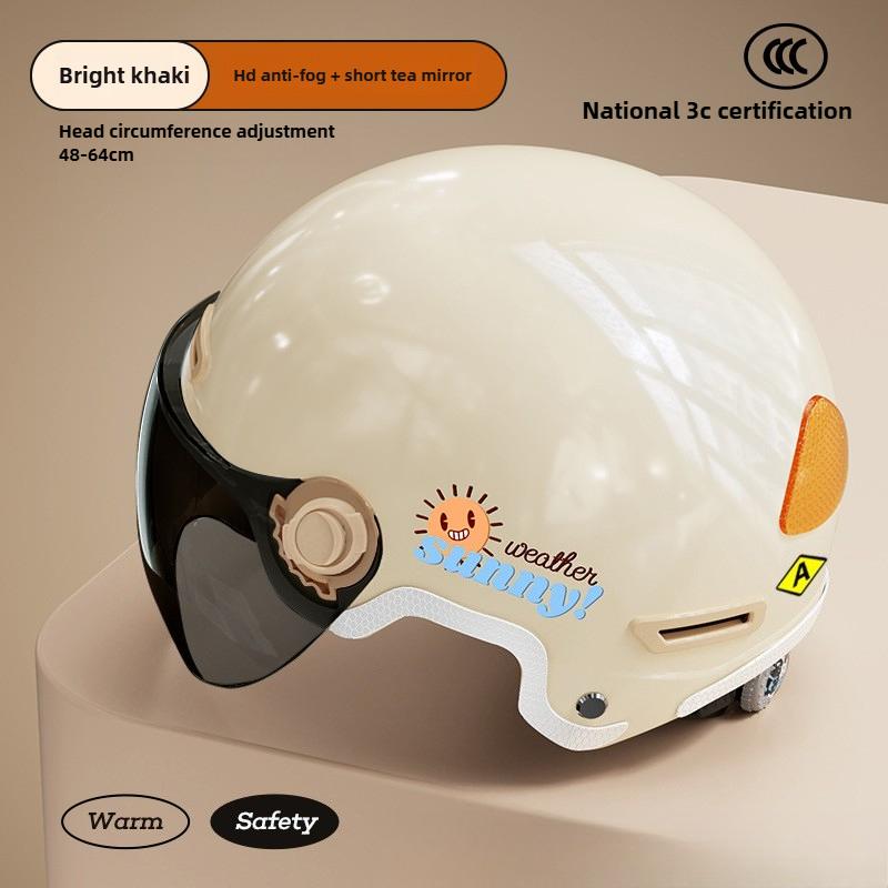 Motorcycle Electric Car Helmet, Ear Protectors, Universal In All Seasons, Battery Car Safety Helmet, Half Helmet