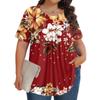 Women's Fashion Casual  Print Round Neck Short Sleeve Top Womens Plus Size Tops