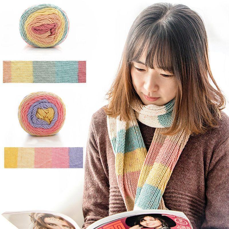 100g Rainbow Cotton Knitting Yarn 5 Strand Hand-Woven Crochet Thread for Blanket top sale