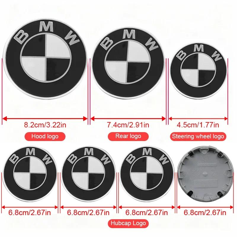 7Pc Steering Wheel Sticker, Wheel Center Caps, Front & Rear Emblems 56/68mm Steering Wheel Sticker 45mm For BMW G23 F18 G80