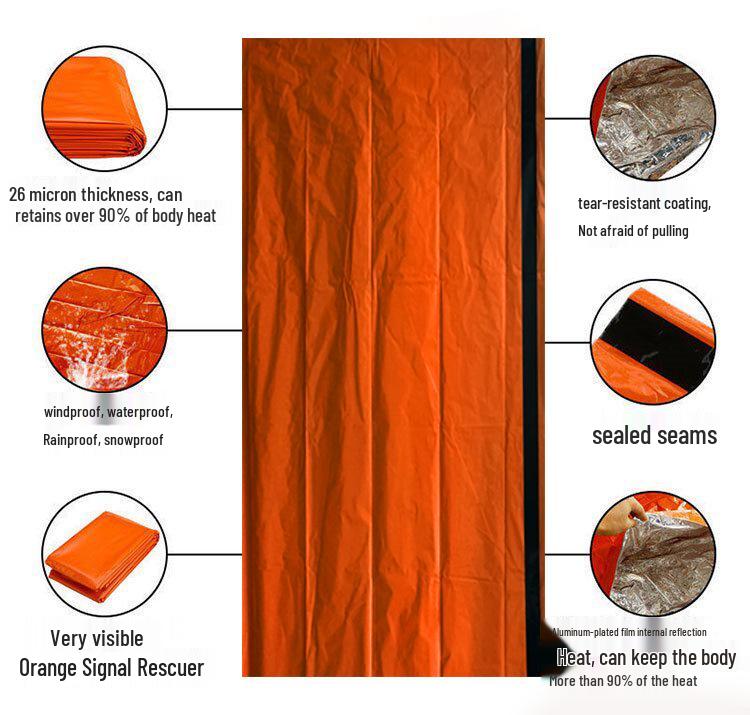 Portable Emergency Insulated Survival Tent with Aluminum Film Blanket for Camping and Mountaineering