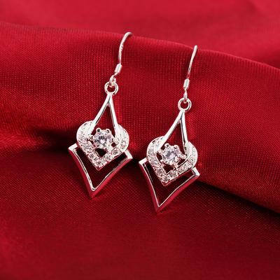 Nuevos pendientes de plata de ley 925 para mujer elegante, joyería que combina con todo, regalos para el día de la madre de cristal